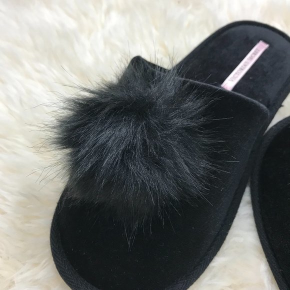 victoria's secrect pom pom slipper black oritq - Picture 4 of 5